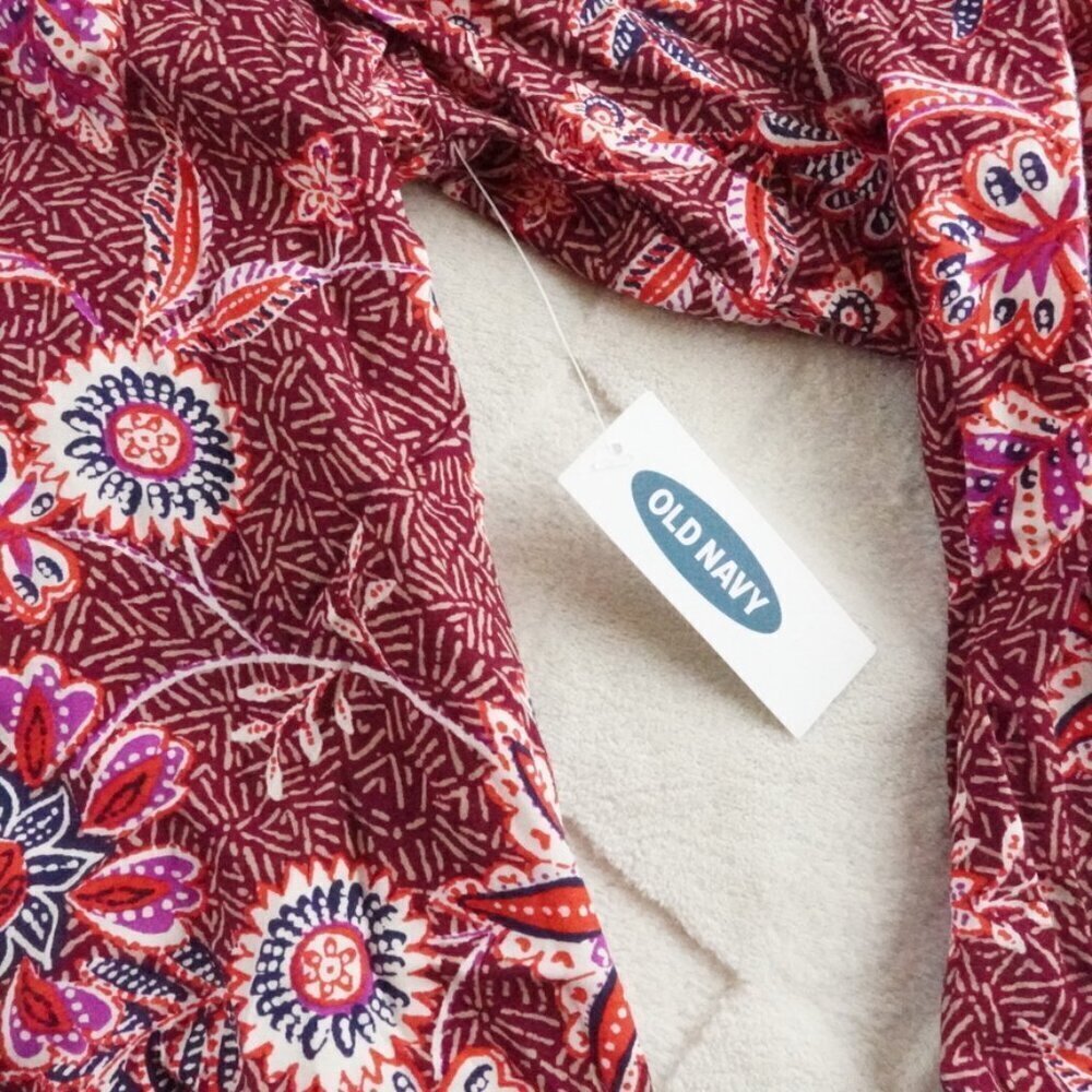 Old Navy Midi Dress Womens 2Xl Floral Print V-Neck Multi Color Long Sleeve - Picture 4 of 13